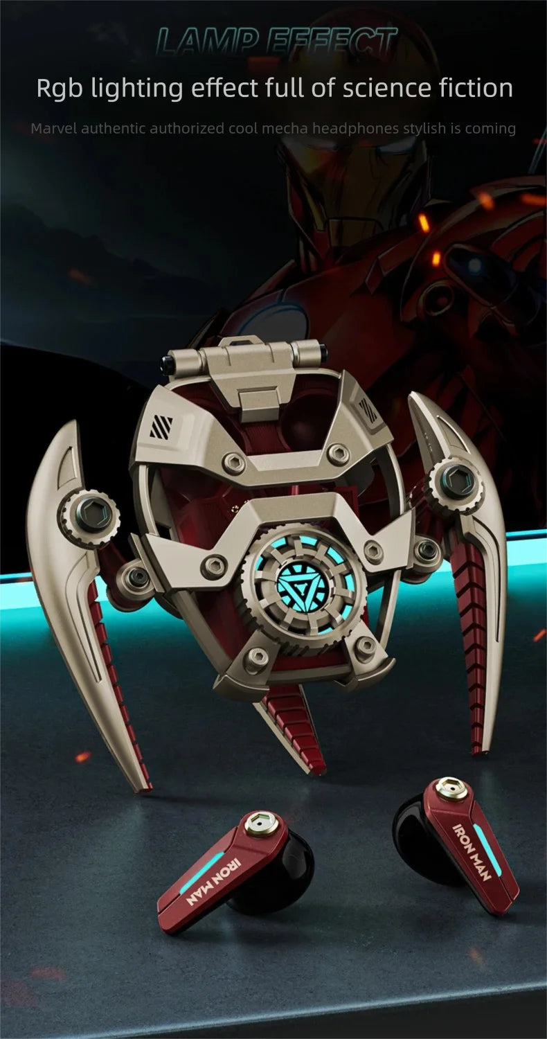 MARVEL Colaboración Auriculares Bluetooth ANC Cancelación activa de ruido Bluettoth Auriculares inalámbricos Deportes Juegos Regalo Iron Man-MovilExpressShop
