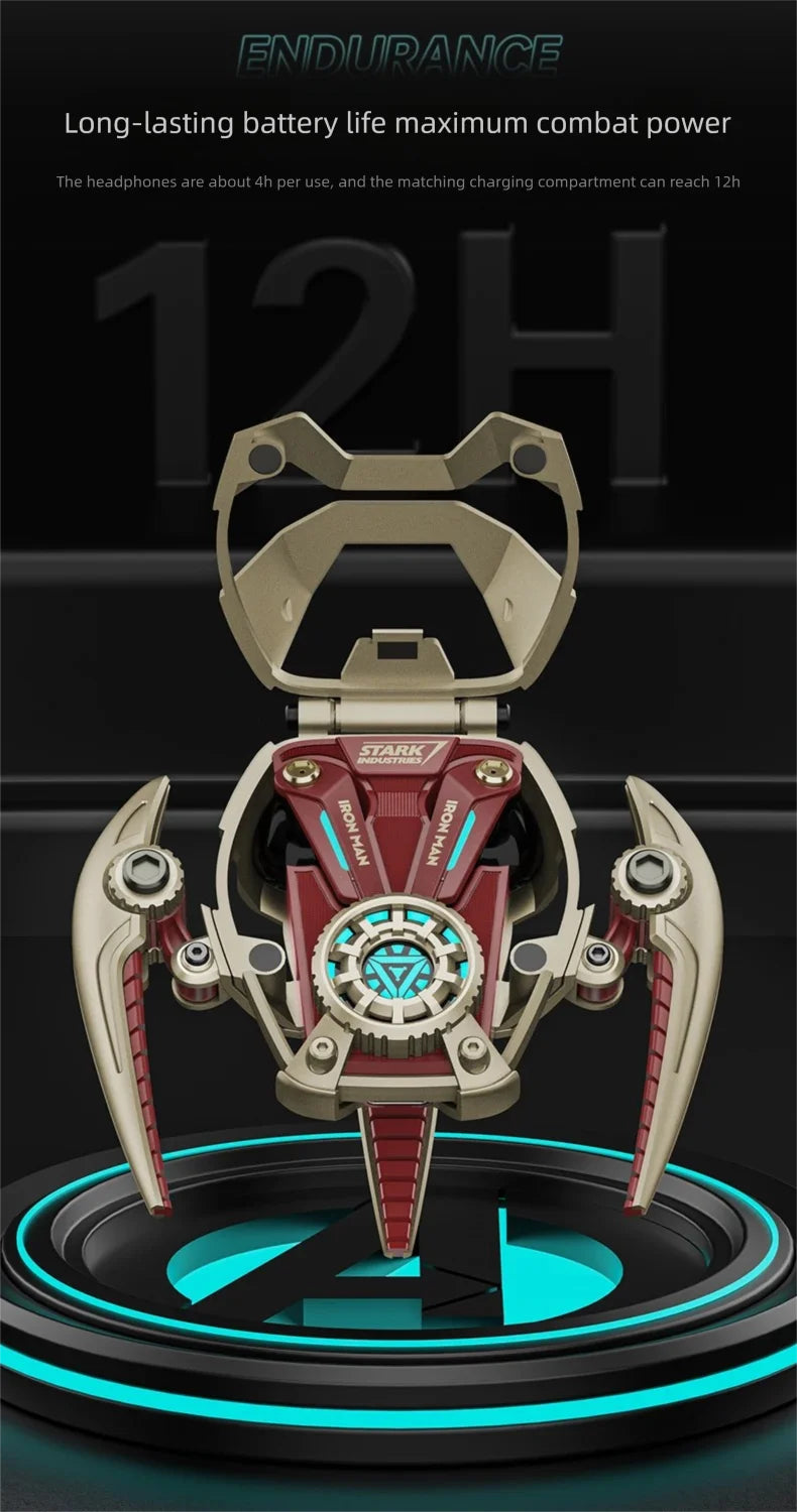 MARVEL Colaboración Auriculares Bluetooth ANC Cancelación activa de ruido Bluettoth Auriculares inalámbricos Deportes Juegos Regalo Iron Man-MovilExpressShop
