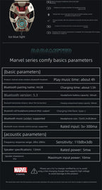 MARVEL Colaboración Auriculares Bluetooth ANC Cancelación activa de ruido Bluettoth Auriculares inalámbricos Deportes Juegos Regalo Iron Man-MovilExpressShop