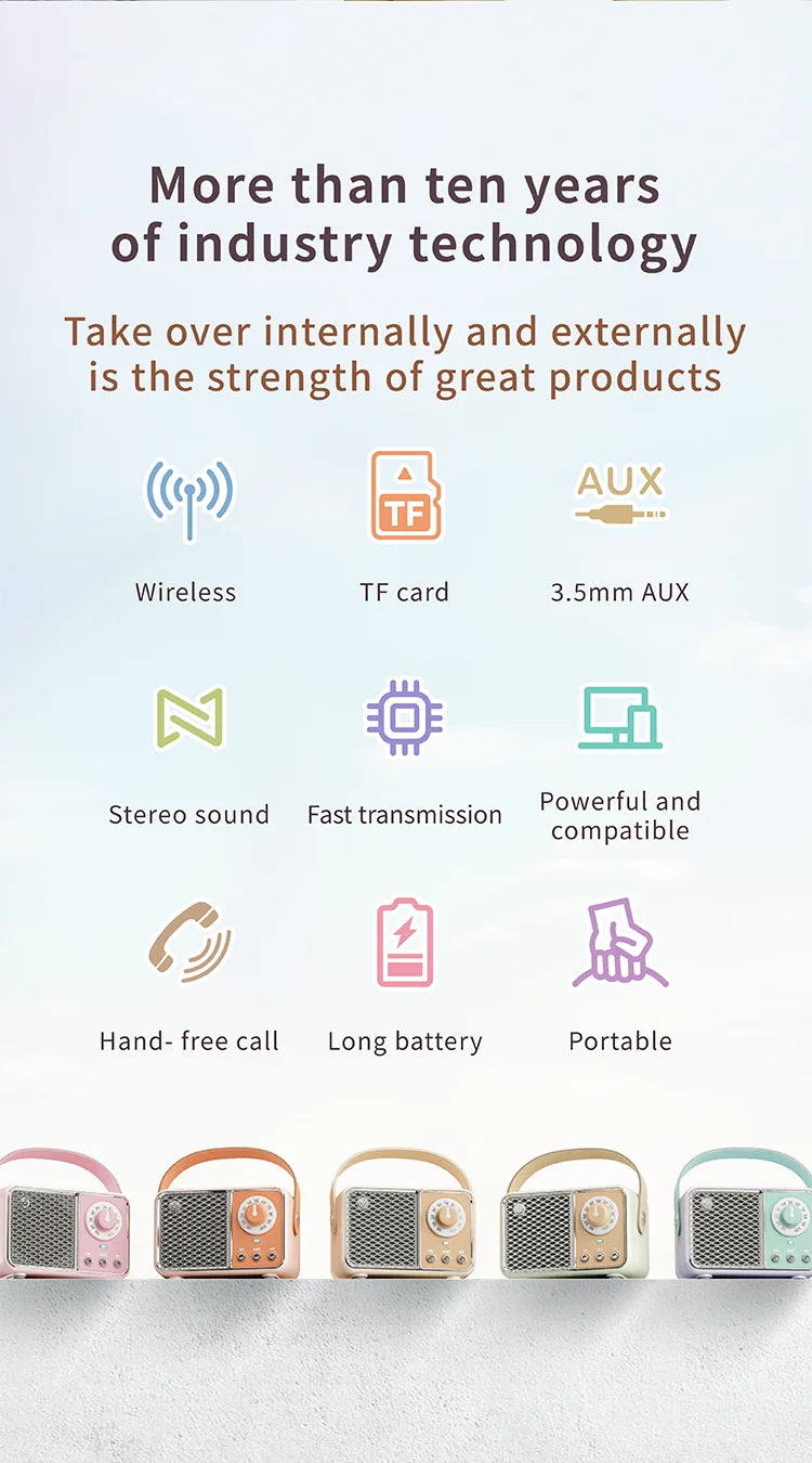 HM11 Altavoz portátil Bluetooth estilo retro con asa-MovilExpressShop