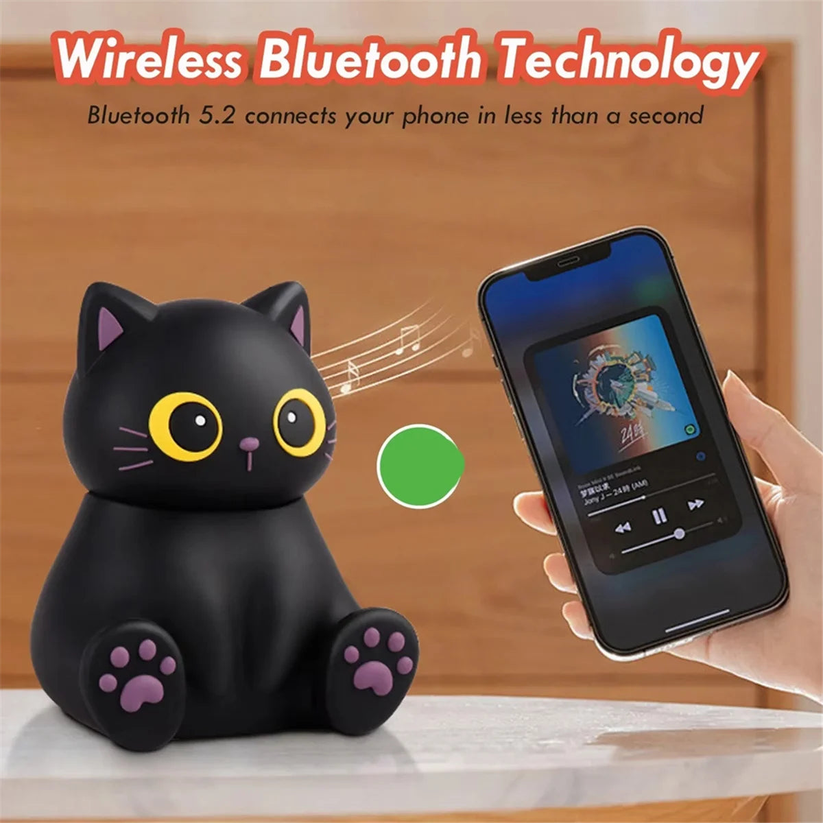 Mini Gatos lindos Altavoz Bluetooth inalámbrico Bluetooth 5,2 altavoz reproductor de música MP3 con soporte para teléfono vaca-MovilExpressShop