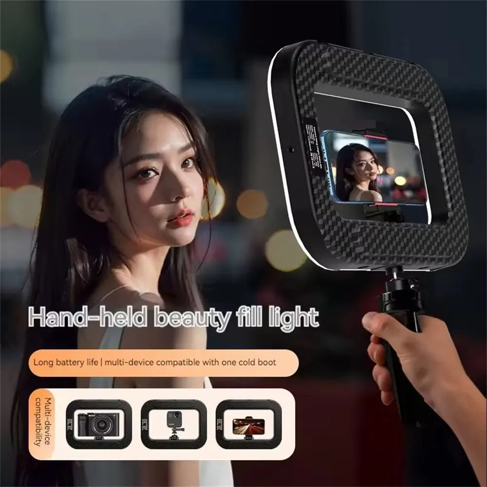 VBNBV nuevo anillo de mano LED luz de relleno recargable teléfono móvil portátil transmisión en vivo fotografía escritorio Selfie luz ?-MovilExpressShop