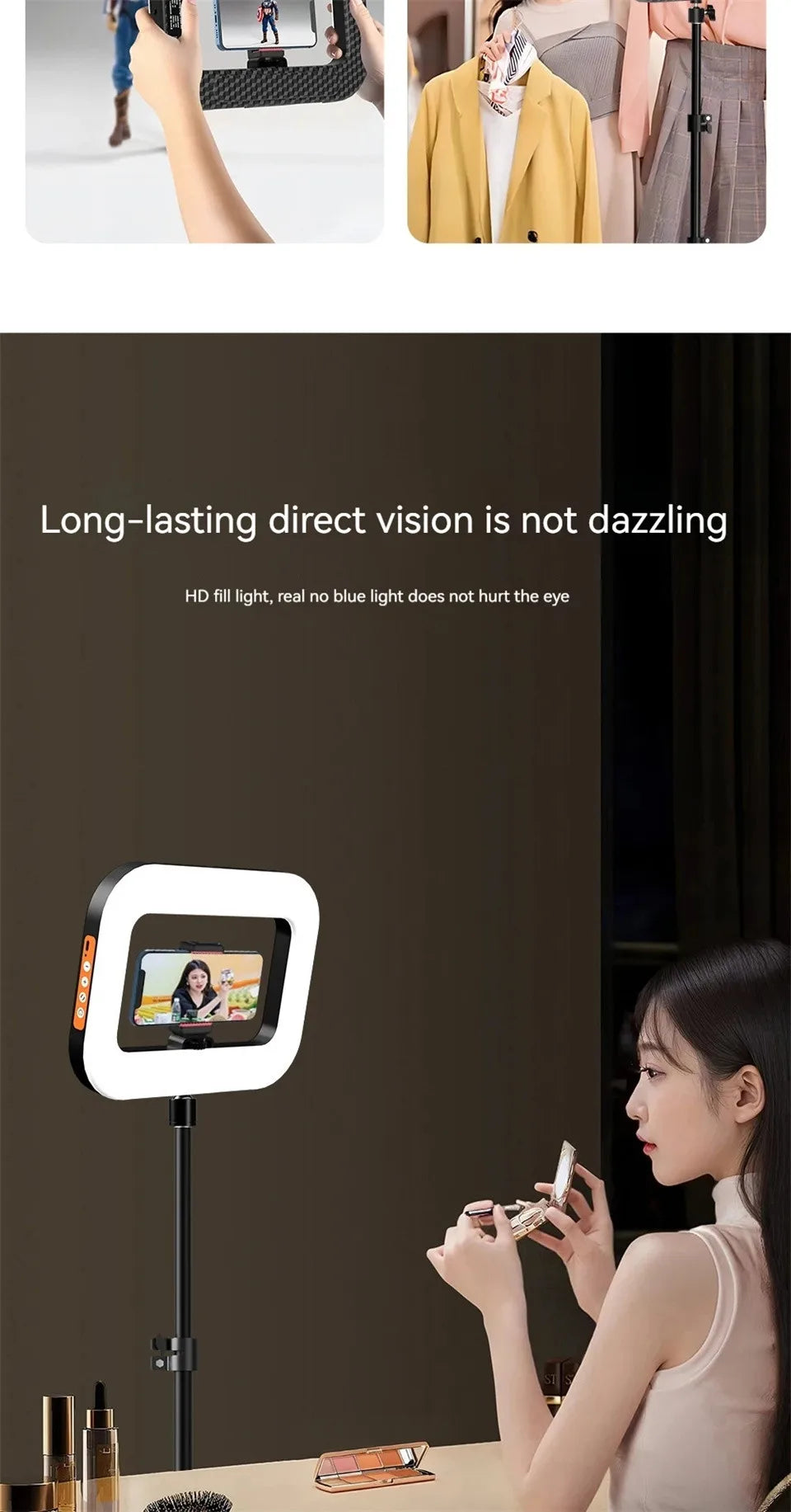 VBNBV nuevo anillo de mano LED luz de relleno recargable teléfono móvil portátil transmisión en vivo fotografía escritorio Selfie luz ?-MovilExpressShop