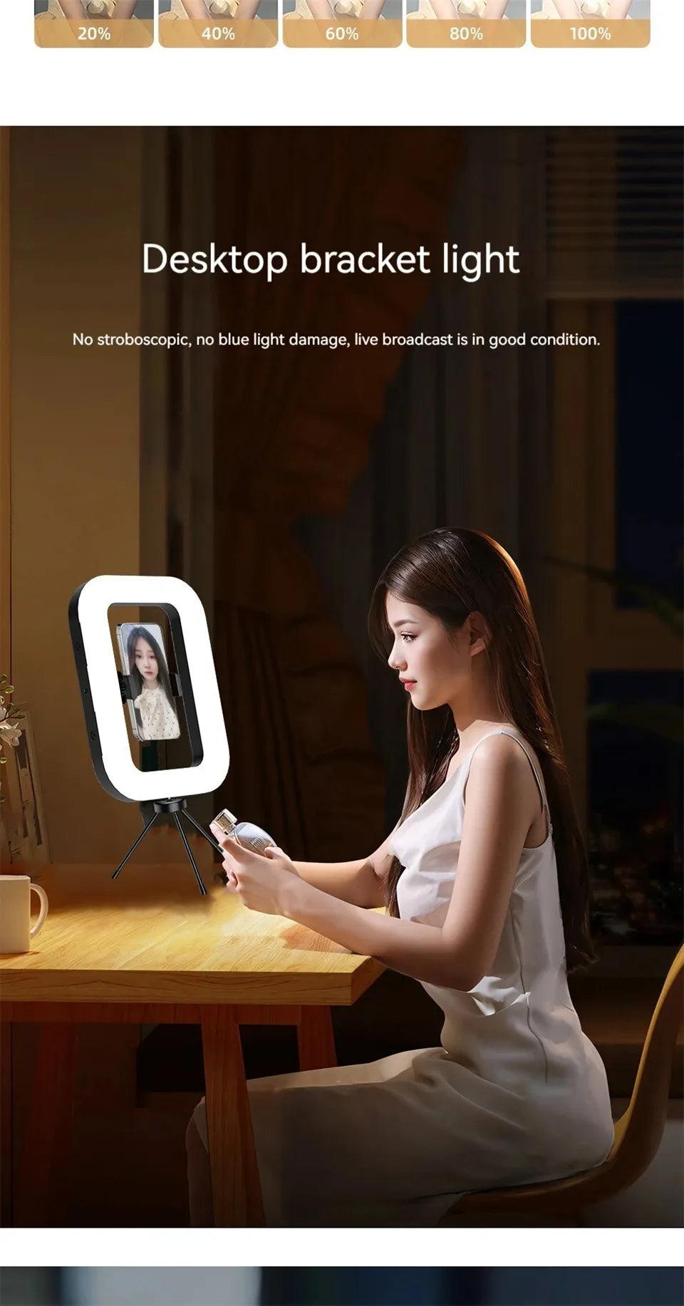 VBNBV nuevo anillo de mano LED luz de relleno recargable teléfono móvil portátil transmisión en vivo fotografía escritorio Selfie luz ?-MovilExpressShop