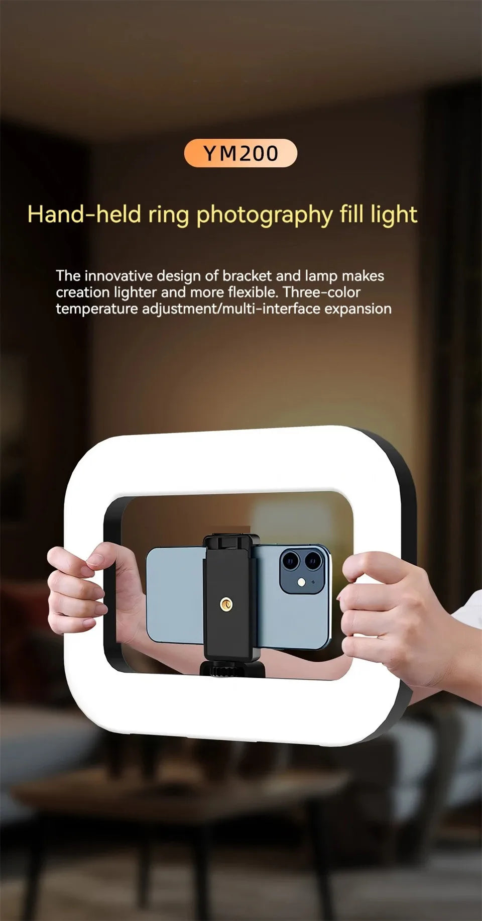 VBNBV nuevo anillo de mano LED luz de relleno recargable teléfono móvil portátil transmisión en vivo fotografía escritorio Selfie luz ?-MovilExpressShop