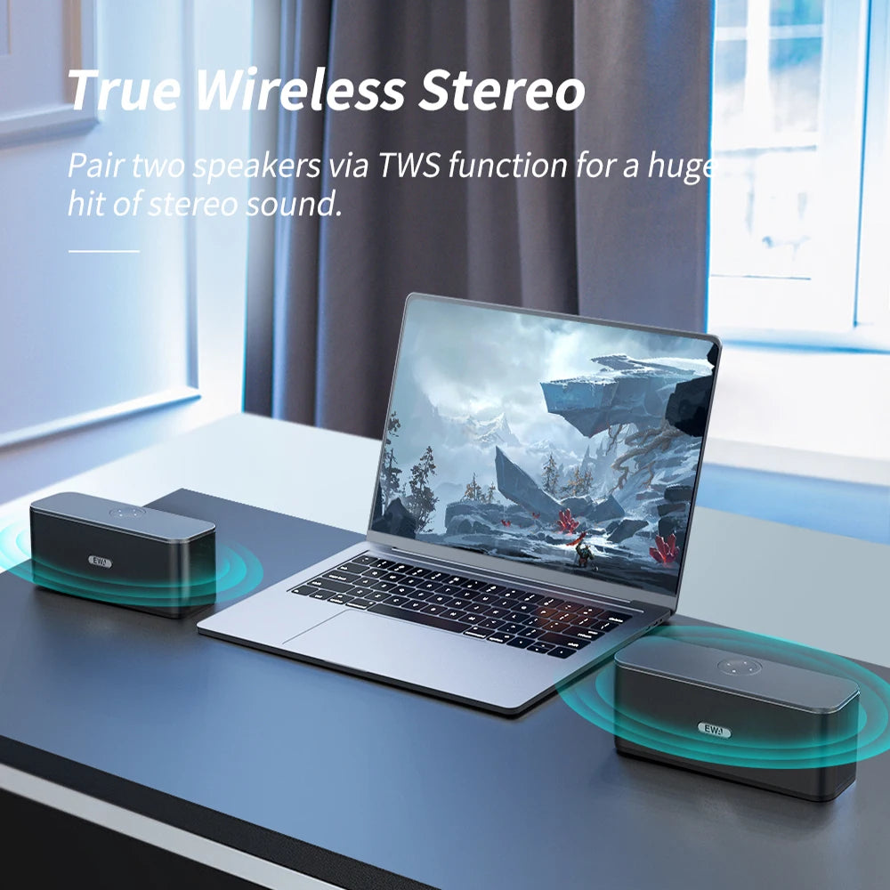 Altavoces Bluetooth EWA W300 TWS, controladores dobles, batería de 4000mAh, sonido estéreo fuerte, altavoz portátil inalámbrico para Fiesta al aire libre-MovilExpressShop