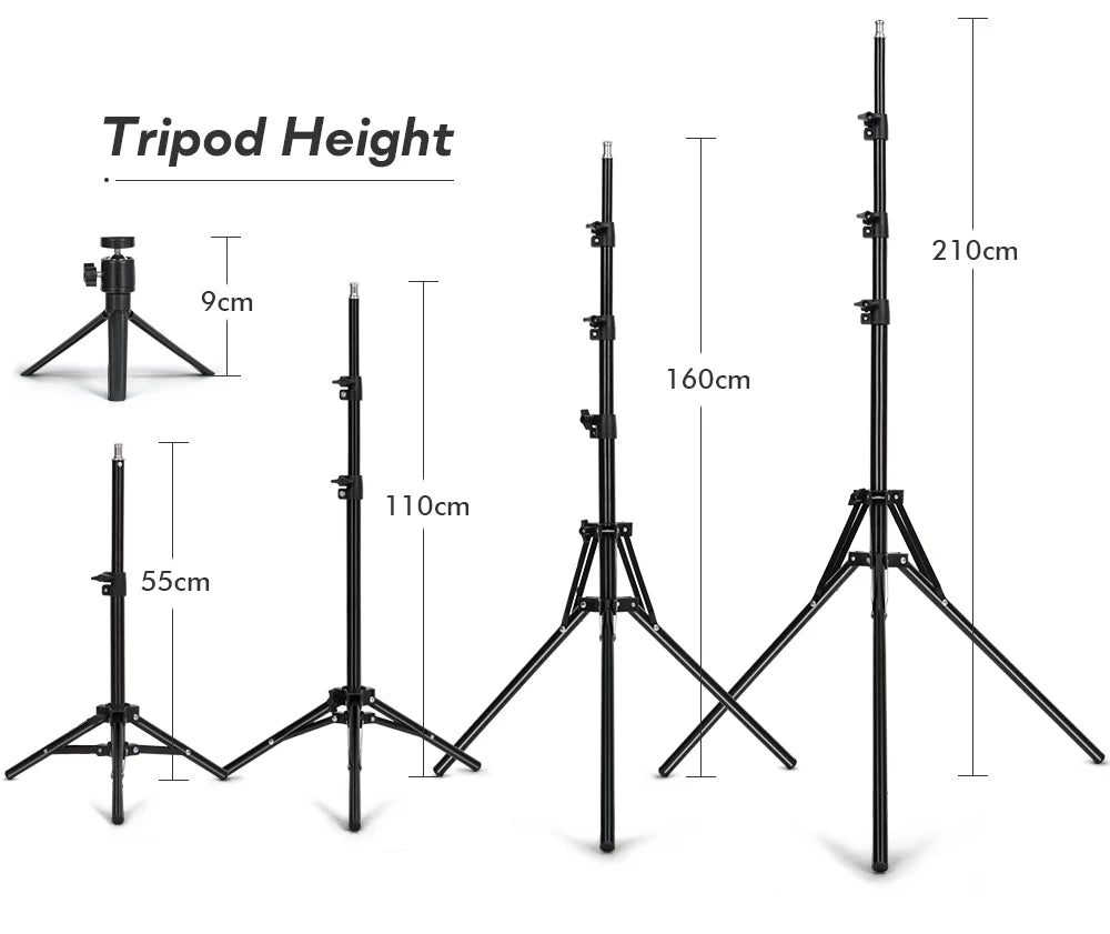 Trípode con anillo de luz LED para teléfono, trípode, soporte para cámara, Selfie, fotografía, lámpara LED, Color, estudio fotográfico para YouTube en vivo-MovilExpressShop