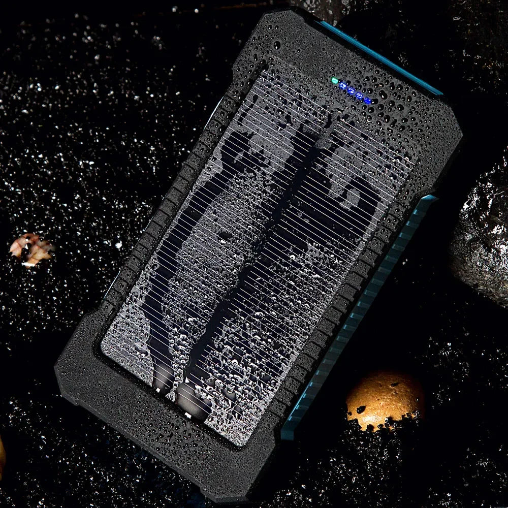 Banco de energía Solar resistente al agua, batería auxiliar externa SOS de 20000mah-MovilExpressShop