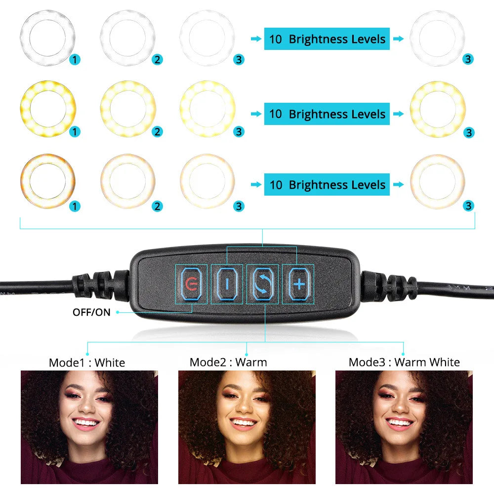 Anillo de luz para Selfie y vídeo, lámpara de luz Led RGB para fotografía con soporte para teléfono móvil, trípode grande para Youtube Tiktok Live-MovilExpressShop