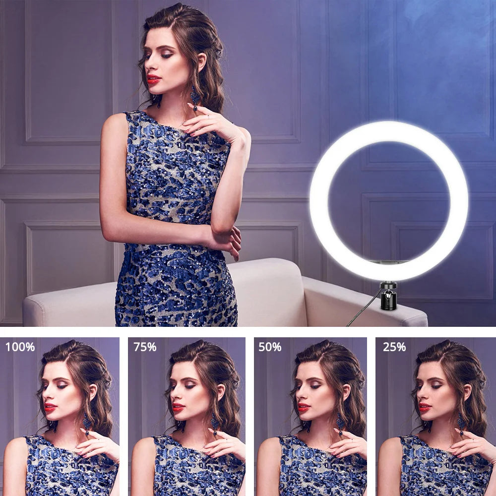 Anillo de luz para Selfie y vídeo, lámpara de luz Led RGB para fotografía con soporte para teléfono móvil, trípode grande para Youtube Tiktok Live-MovilExpressShop
