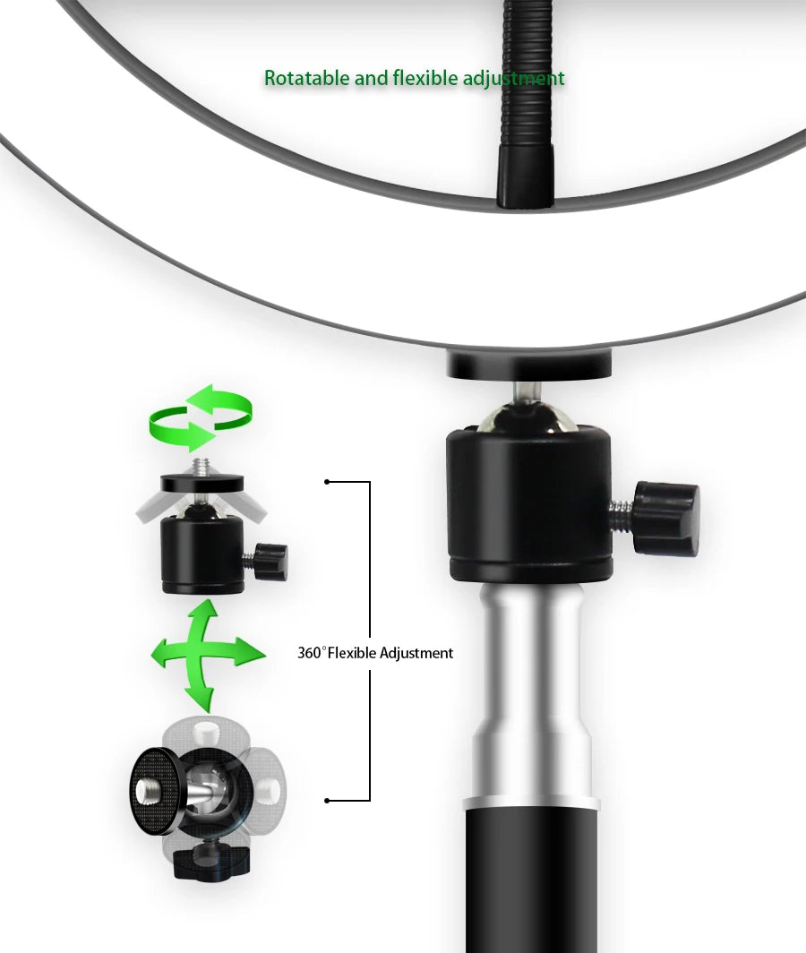 Anillo de luz para Selfie y vídeo, lámpara de luz Led RGB para fotografía con soporte para teléfono móvil, trípode grande para Youtube Tiktok Live-MovilExpressShop