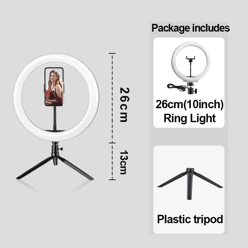 Anillo de luz para Selfie y vídeo, lámpara de luz Led RGB para fotografía con soporte para teléfono móvil, trípode grande para Youtube Tiktok Live-MovilExpressShop