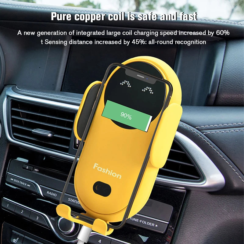 Cargador inalámbrico para coche, soporte para teléfono, sujeción automática, cargador rápido para coche, soporte para móvil, salida de aire para coche