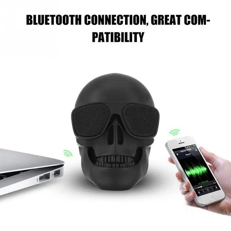 Altavoces portátiles Mini Calavera, inalámbricos por Bluetooth, con dibujos animados de huesos, cabeza fantasma pequeña, Compatible con música estéreo de 5W Hd-MovilExpressShop