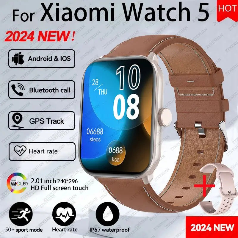 2025 nuevo para Xiaomi Watch 5 hombres mujeres HD AMOLED pantalla de visualización ritmo cardíaco Bluetooth llamada GPS pista impermeable deportes reloj inteligente