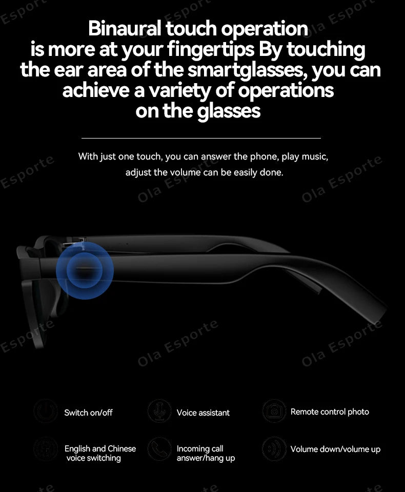 Nuevas gafas inteligentes inalámbricas con Bluetooth con Anti-UV, gafas de llamada, hombres y mujeres-MovilExpressShop