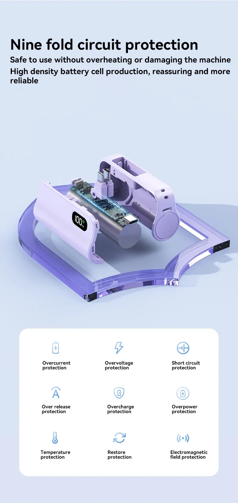 Mini cápsula 50000mAh banco de energía de alta capacidad batería externa de carga rápida inalámbrica portátil para iPhone Huawei Samsung