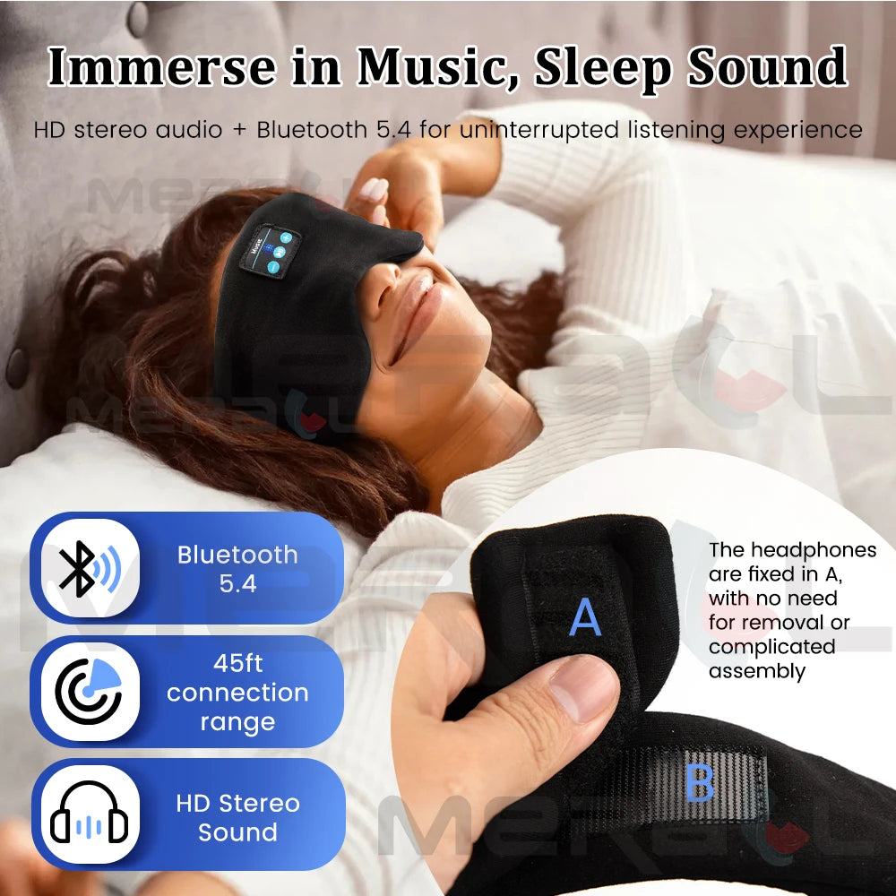 Auriculares Máscara Bluetooth para dormir Viajes Máscara para dormir portátil Reproducir música Auriculares para dormir Máscara de ojos musical ajustable para dormir-MovilExpressShop