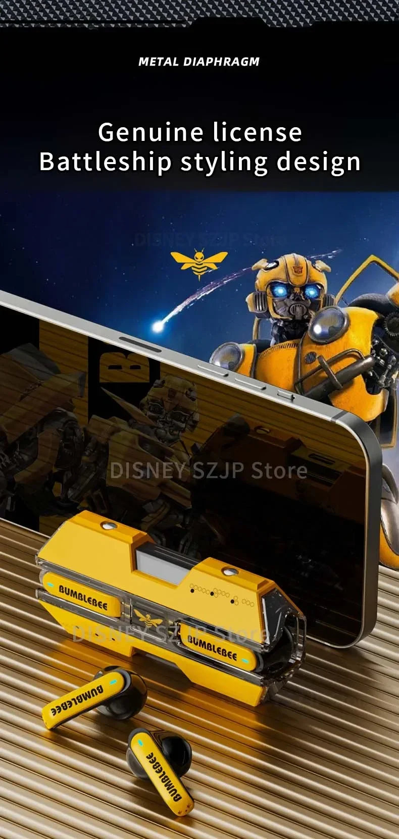 Transformers TF-T01 auriculares inalámbricos Bluetooth 5,3 sonido HIFI Bumblebee auriculares para juegos auriculares de baja latencia Larga modo de reposo-MovilExpressShop
