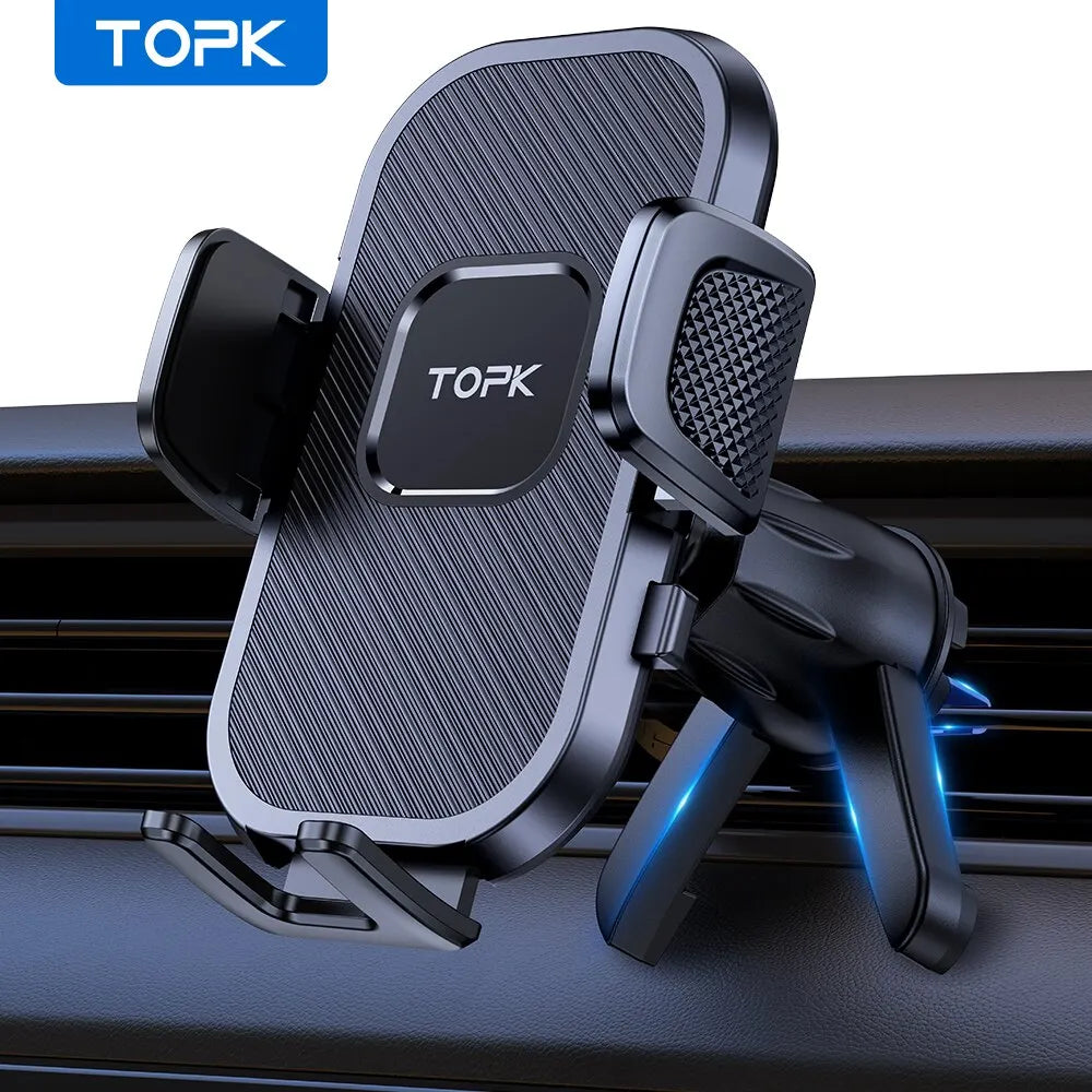Soporte de teléfono para coche TOPK, soporte de gravedad para iPhone, Xiaomi, Samsung, soporte móvil para salpicadero, parabrisas, ventilación de aire, soporte para teléfono