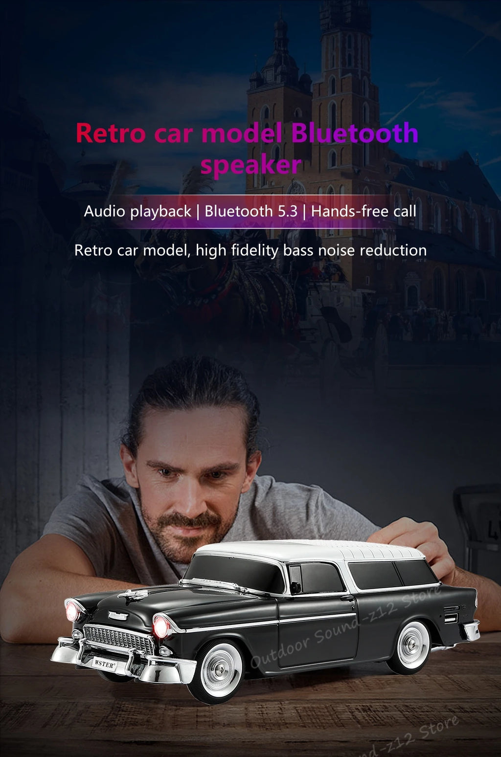 Altavoz Bluetooth WSTER WS-1955 Retro Sedan-MovilExpressShop