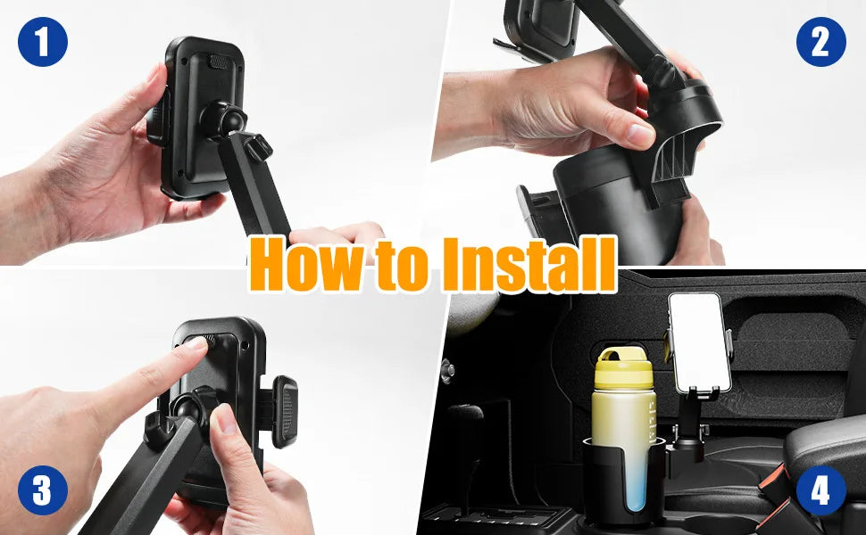 Portavasos para coche con soporte para teléfono móvil, soporte para vasos con rotación de 360, expansor para teléfono inteligente, accesorios interiores para automóvil