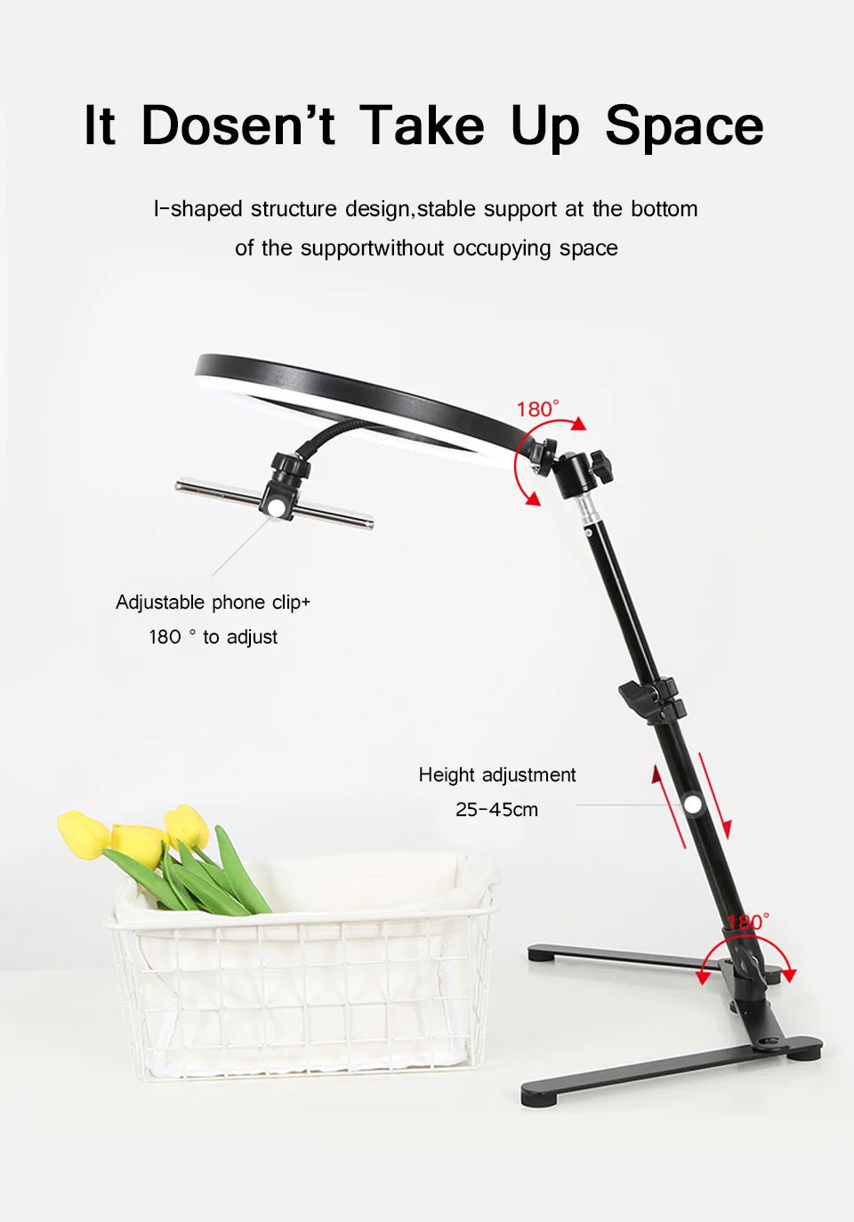 26CM fotografía iluminación teléfono Ringlight trípode soporte foto Led Selfie relleno anillo luz lámpara para vídeo Youtube Live COOK-MovilExpressShop