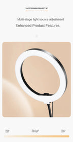 Soporte en vivo para teléfono móvil, iluminación superior profesional, cámara de disparo fija con grabación de instrucciones, palo Selfie de vídeo-MovilExpressShop