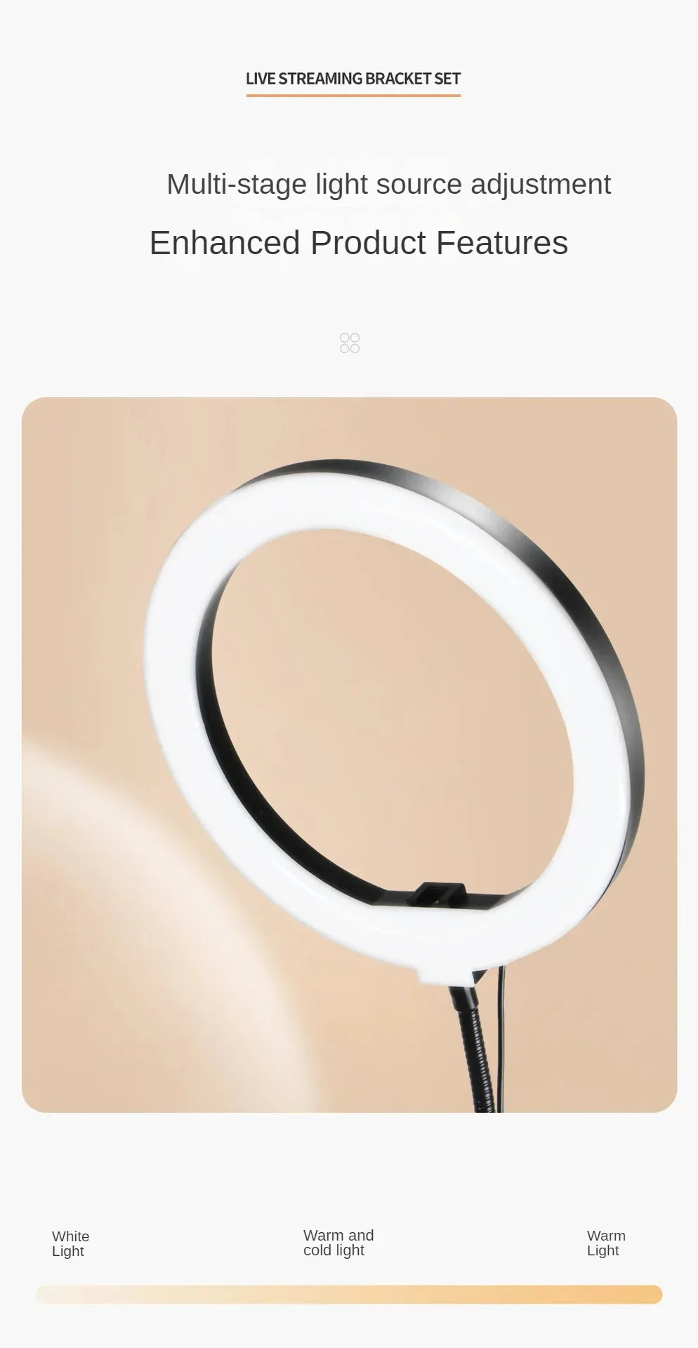 Soporte en vivo para teléfono móvil, iluminación superior profesional, cámara de disparo fija con grabación de instrucciones, palo Selfie de vídeo-MovilExpressShop