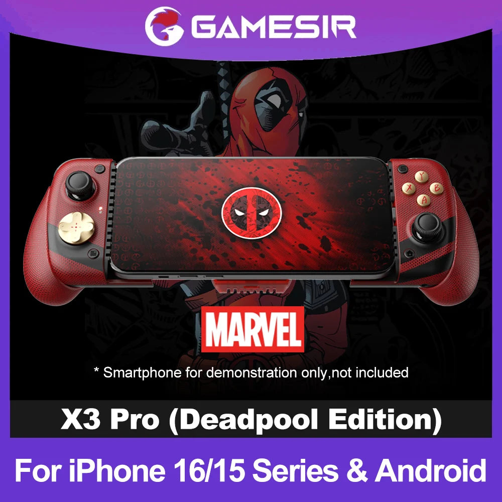 Controlador de juegos móvil GameSir X3 Pro DeadPool Edition para iPhone 15 y Android tipo C Gamepad con palos de efecto Hall