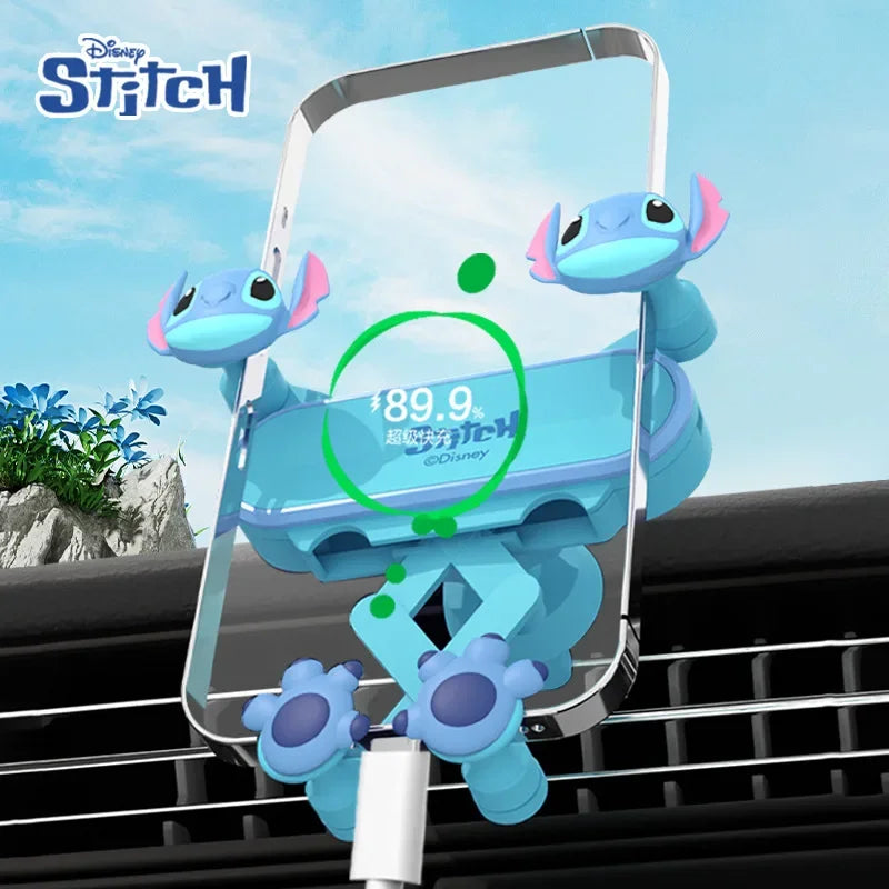 Soporte de teléfono de coche Disney Stitch para soporte GPS soporte de dibujos animados antideslizante a prueba de golpes soporte giratorio accesorios móviles
