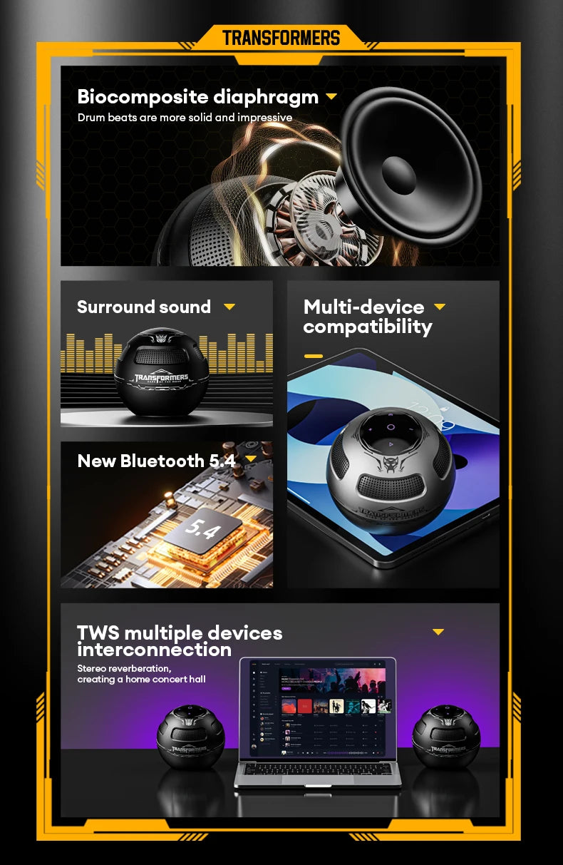 TRANSFORMERS TF-Y17 Altavoz portátil Altavoz Bluetooth inalámbrico de larga resistencia Sonido estéreo Caja de sonido multifuncional-MovilExpressShop