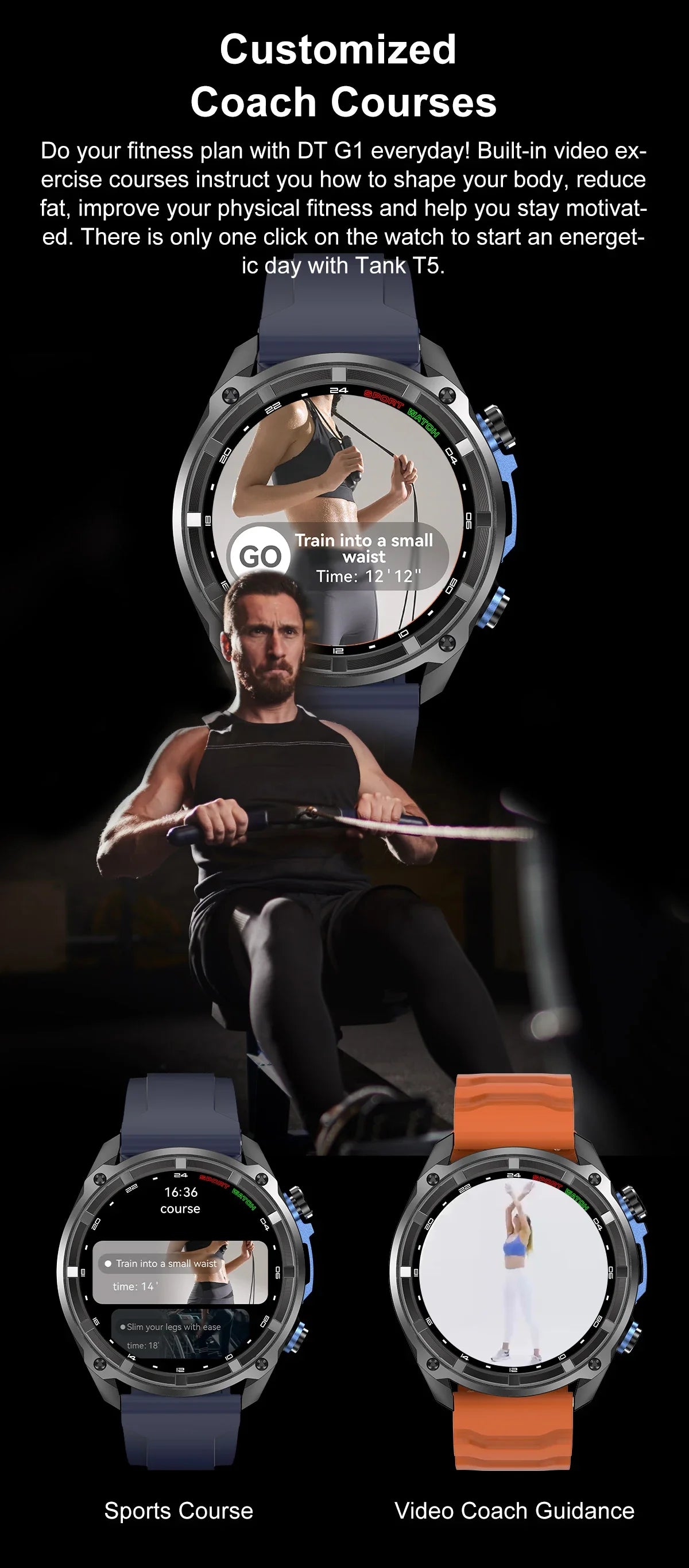 Nuevo reloj inteligente AMOLED con reproductor de vídeo con memoria de 4GB con GPS, mapas sin conexión, reloj inteligente deportivo militar para hombres, pulsera impermeable para nadar de 30m