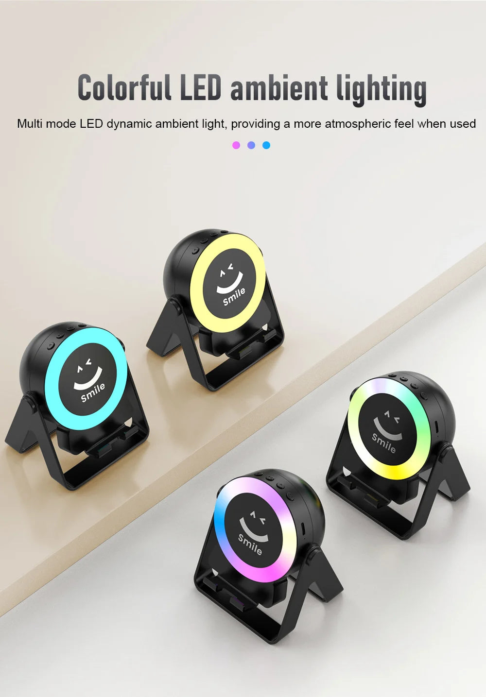 Altavoz de Audio de inducción inalámbrico 4 en 1 con Bluetooth magnético portátil, soporte Universal para teléfono, soportes de rotación con LED para exteriores-MovilExpressShop