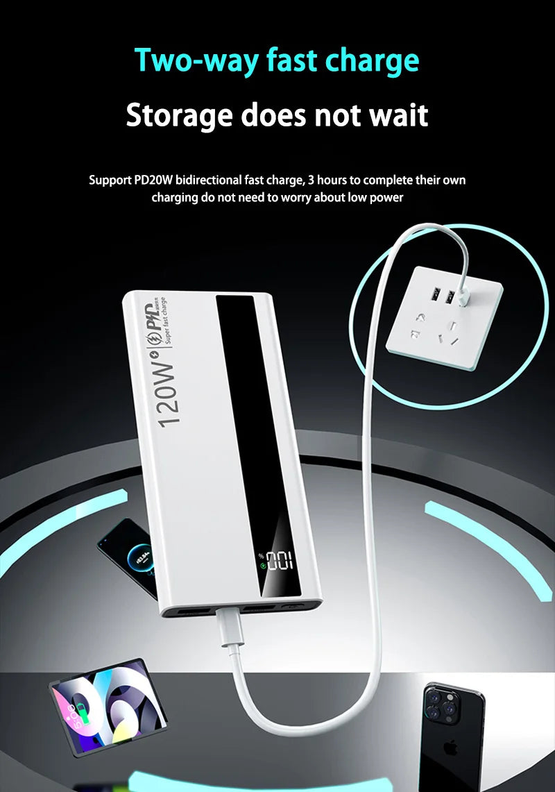 Xiaomi 500000mAh PowerBank de alta capacidad 120W carga súper rápida batería externa portátil Powerbank para Iphone Samsung Huawei