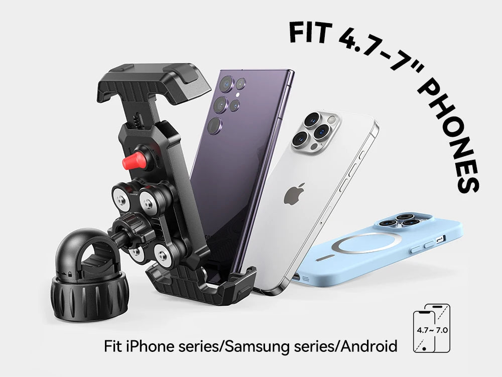 Joyroom Soporte para teléfono antivibración para bicicleta o moto Instalación rápida Soporte para teléfono para motocicleta con amortiguador de vibración para teléfonos de 4,7-7"-MovilExpressShop