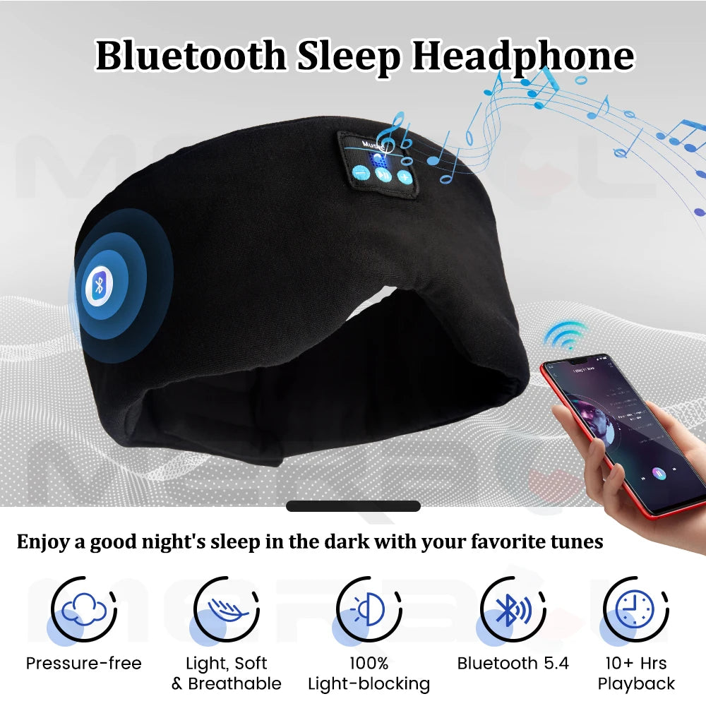 Auriculares Máscara Bluetooth para dormir Viajes Máscara para dormir portátil Reproducir música Auriculares para dormir Máscara de ojos musical ajustable para dormir-MovilExpressShop