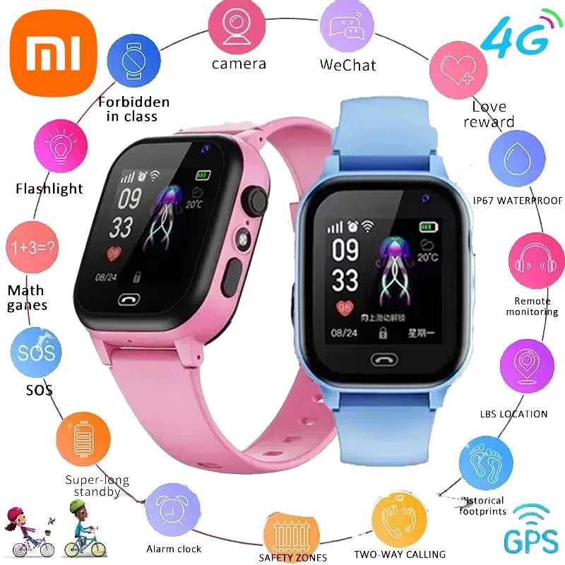 Xiaomi niños reloj inteligente 4G SOS ubicación GPS tarjeta Sim llamada niño reloj inteligente cámara impermeable niños niña regalo para Ios Android caliente