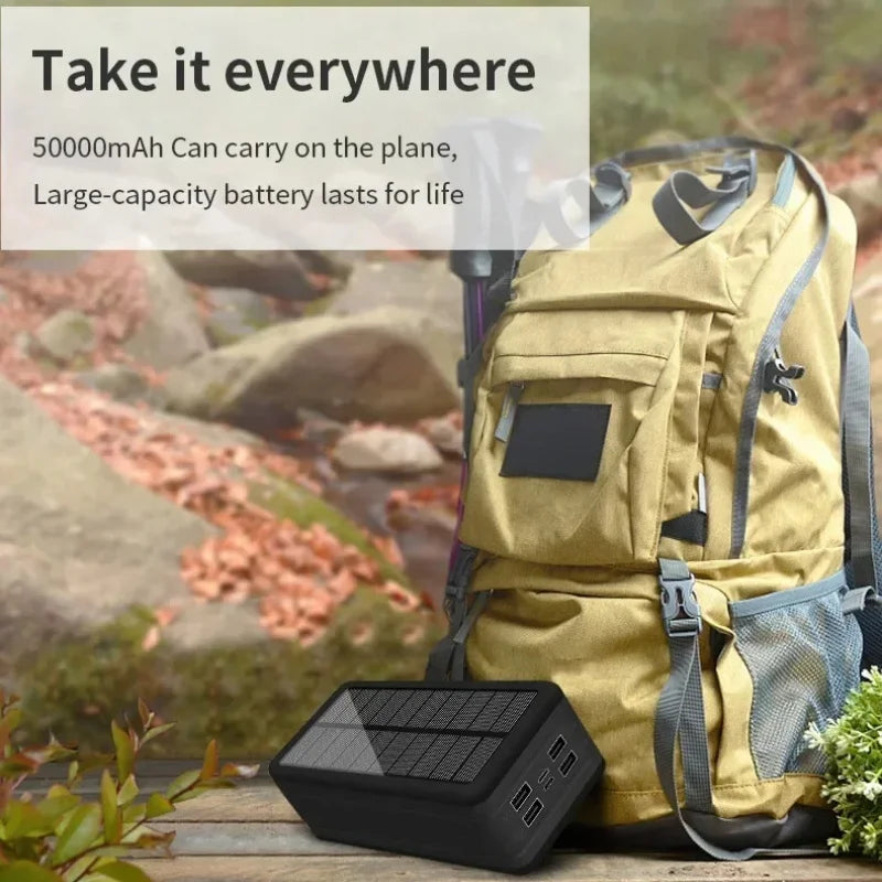 Banco de energía Solar de 100000mAh y 120W, batería externa USB de gran capacidad para teléfono móvil, carga inalámbrica rápida, accesorio para teléfono móvil-MovilExpressShop