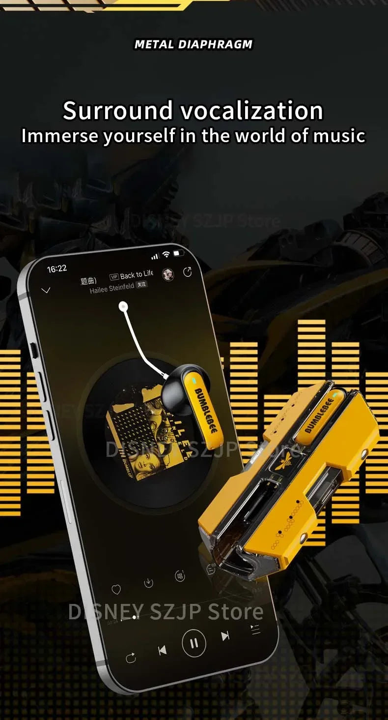 Transformers TF-T01 auriculares inalámbricos Bluetooth 5,3 sonido HIFI Bumblebee auriculares para juegos auriculares de baja latencia Larga modo de reposo-MovilExpressShop