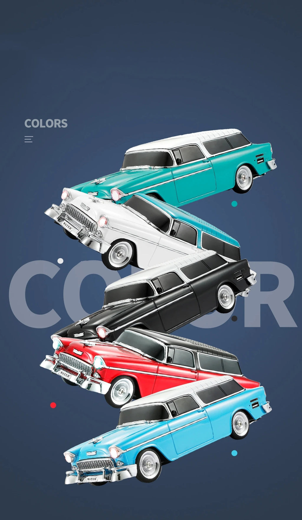 Altavoz Bluetooth WSTER WS-1955 Retro Sedan-MovilExpressShop