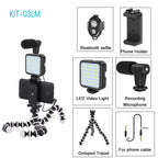 Trípode Blog para cámara DSLR, Kit de blogging para teléfono, entrevista en vivo, YouTube, soporte para teléfono, Control remoto, micrófono, luz LED-MovilExpressShop
