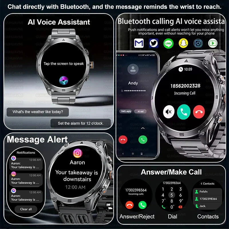 2025 nuevo reloj inteligente GPS 1000Mah batería brújula 10ATM tácticas impermeables linterna deportiva BT llamada reloj inteligente para hombres para xioami