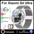 Nuevo para Xiaomi S4 Ultra deportes al aire libre reloj inteligente hombres 1,53 pulgadas AMOLED NFC GPS brújula ritmo cardíaco impermeable BT llamada Smartwatch