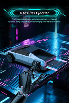 Base de escritorio CyberDock 3 en 1 con carga inalámbrica para iPhone 16, 15, 14 Pro Max, AirPods y Apple Watch, con luz ambiental.