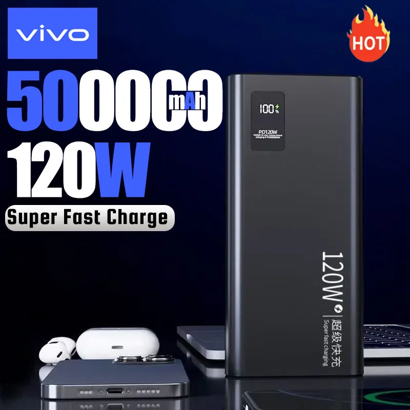 VIVO 120W Power Bank 50000mAh alta capacidad carga rápida Powerbank cargador de batería portátil para iPhone Samsung Huawei etc...-MovilExpressShop