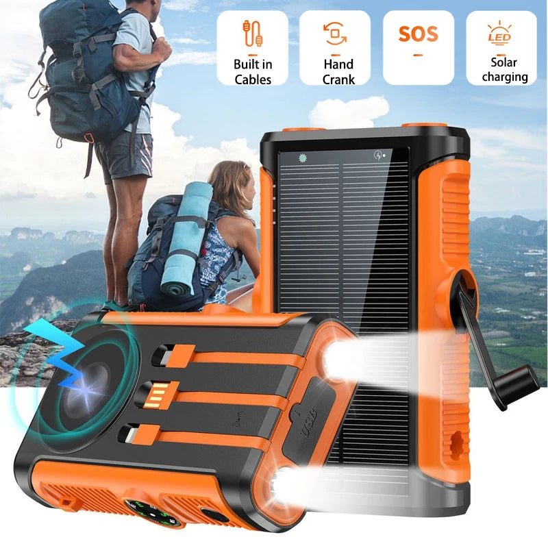 Banco de energía Solar de 50000mAh, Banco de energía de Camping con carga inalámbrica magnética de 22,5 W con Cables, batería externa para todo tipo de dispositivos-MovilExpressShop