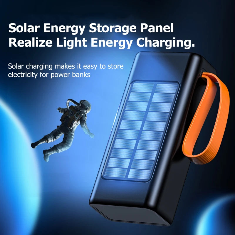 Xiaomi-Banco de energía Solar de 200000mAh, Cables integrados de gran capacidad, batería externa, luz LED, Banco de energía para iPhone, Huawei y Xiaomi-MovilExpressShop