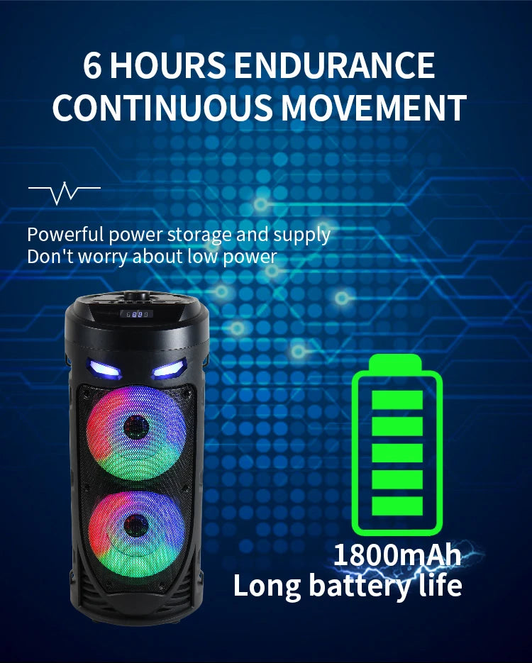 Altavoz Bluetooth portátil de baile cuadrado grande, columna de barra de sonido con luz LED colorida, caja de sonido KTV, Subwoofer Inalámbrico, Boombox de alta fidelidad-MovilExpressShop