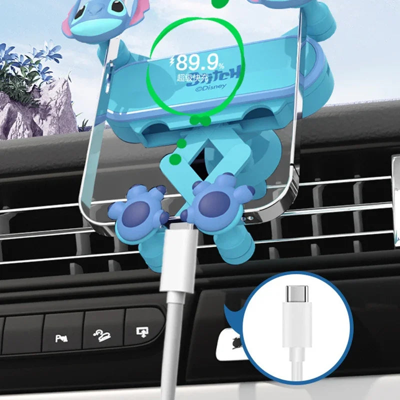 Soporte de teléfono de coche Disney Stitch para soporte GPS soporte de dibujos animados antideslizante a prueba de golpes soporte giratorio accesorios móviles